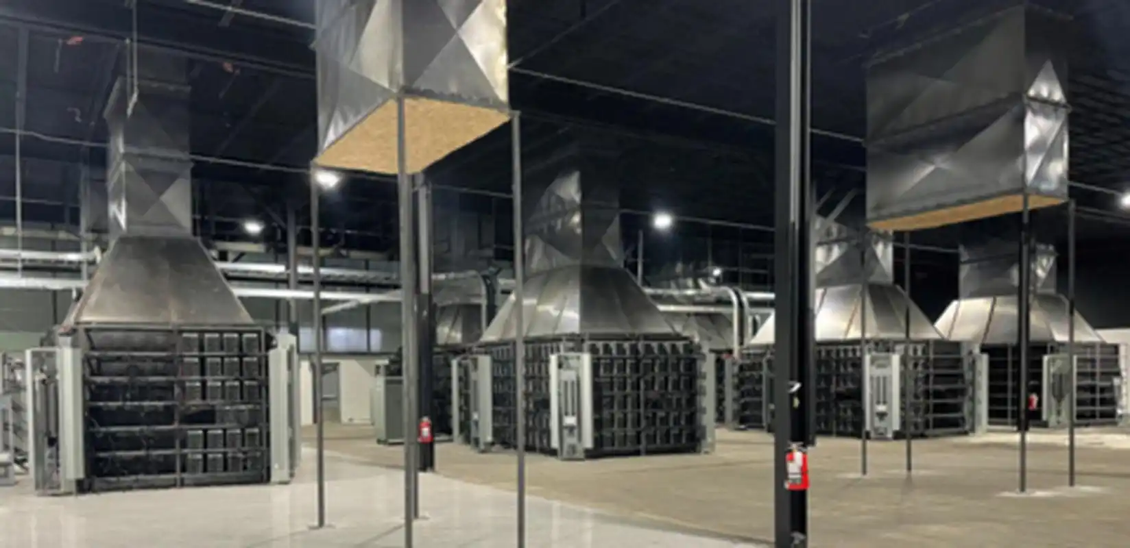 A visual representation of a large-scale Bitcoin mining farm, showcasing the infrastructure required for efficient operation